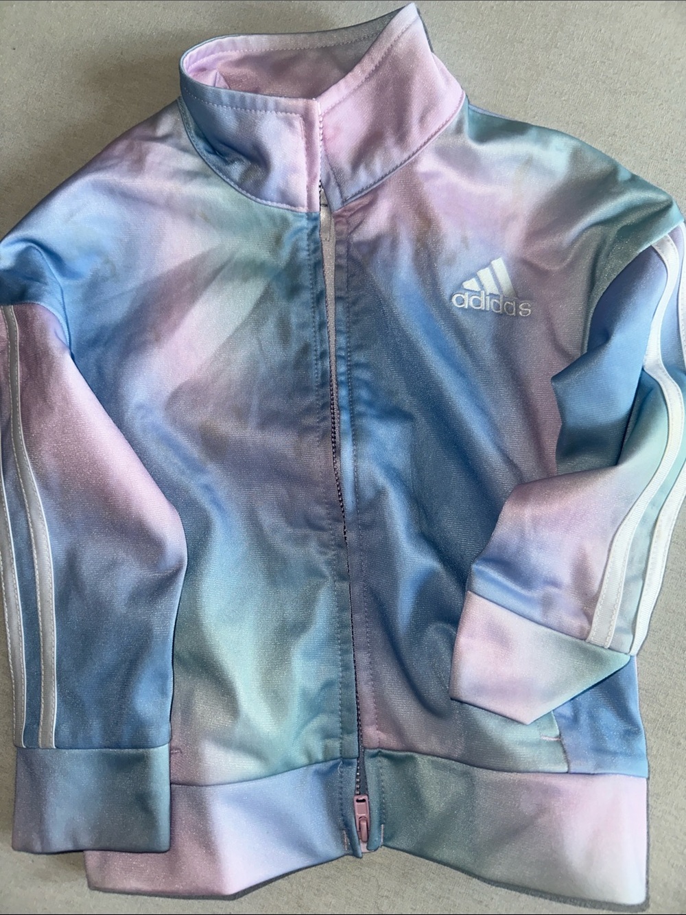 Kids Size 2T adidas Pastel Tie-Dye Jacket - Pink, Blue & Lavender